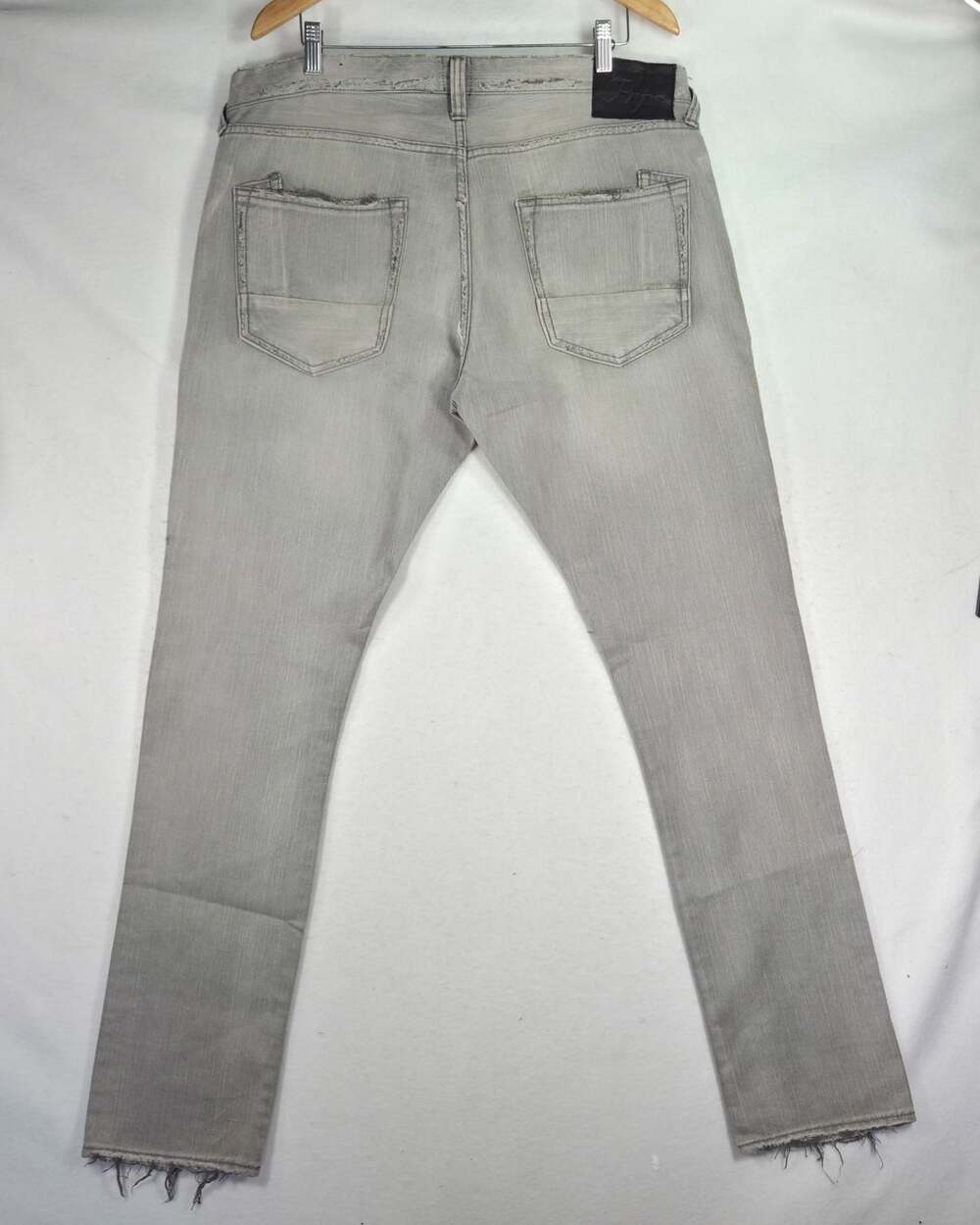 PRPS Le Sabre Jeans Mens 36 Light Grey Distressed Destroyed Slim Tapered Denim - Picture 10 of 14